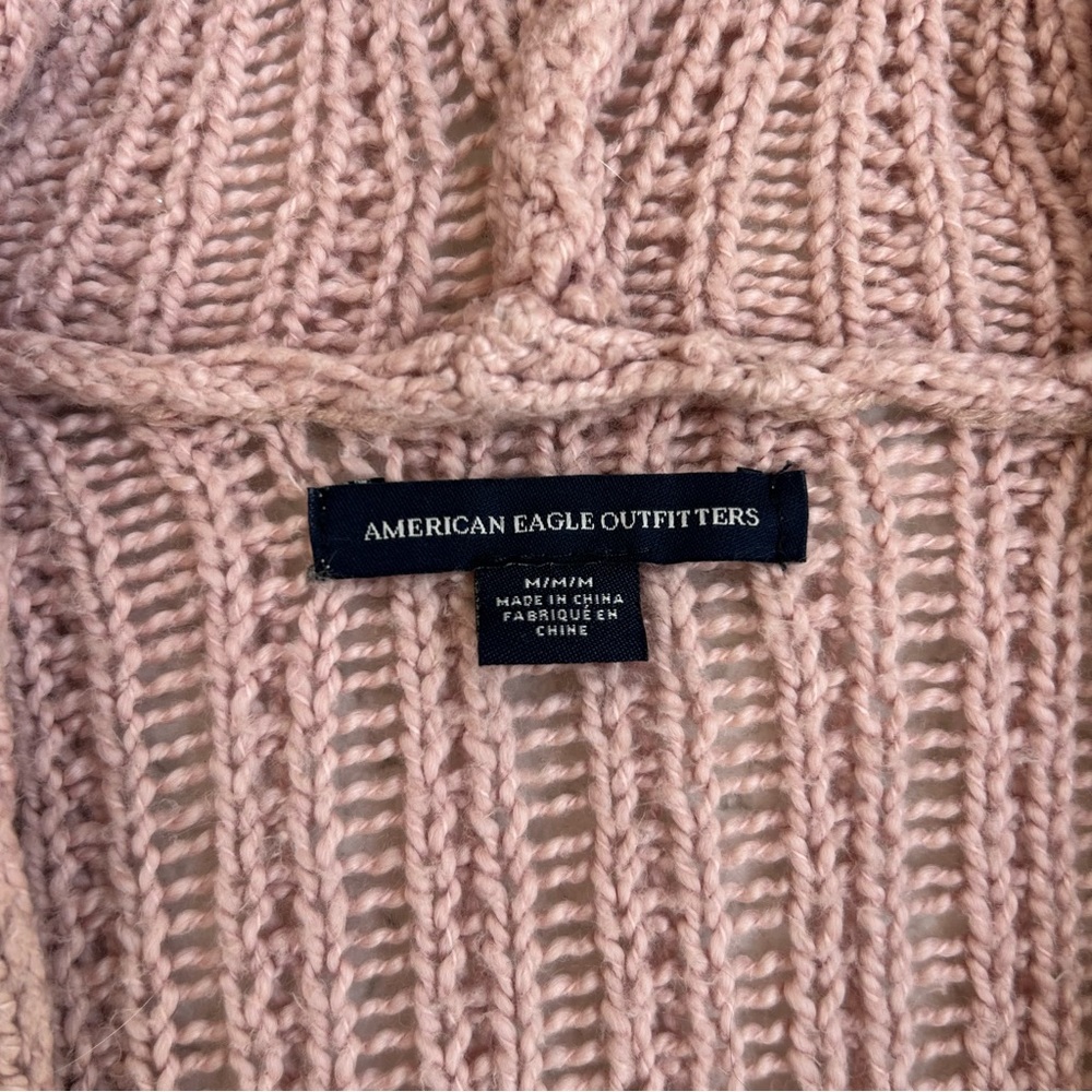 American Eagle Outfitters - Women's Pink Hooded Sweater Cardigan - Picture 3 of 9